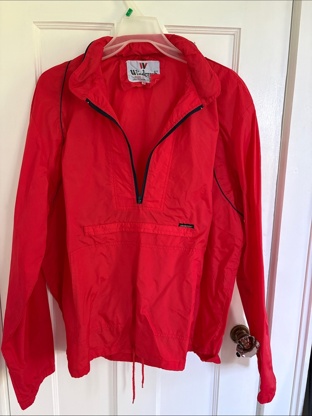 Women's Red Pullover Windbreaker Jacket